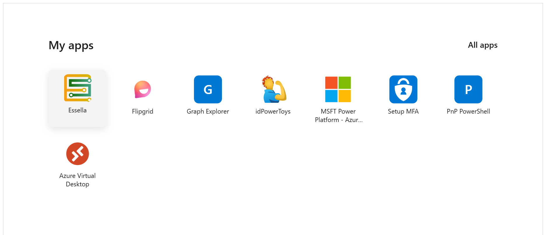 My Enterprise Apps-webpart in SharePoint